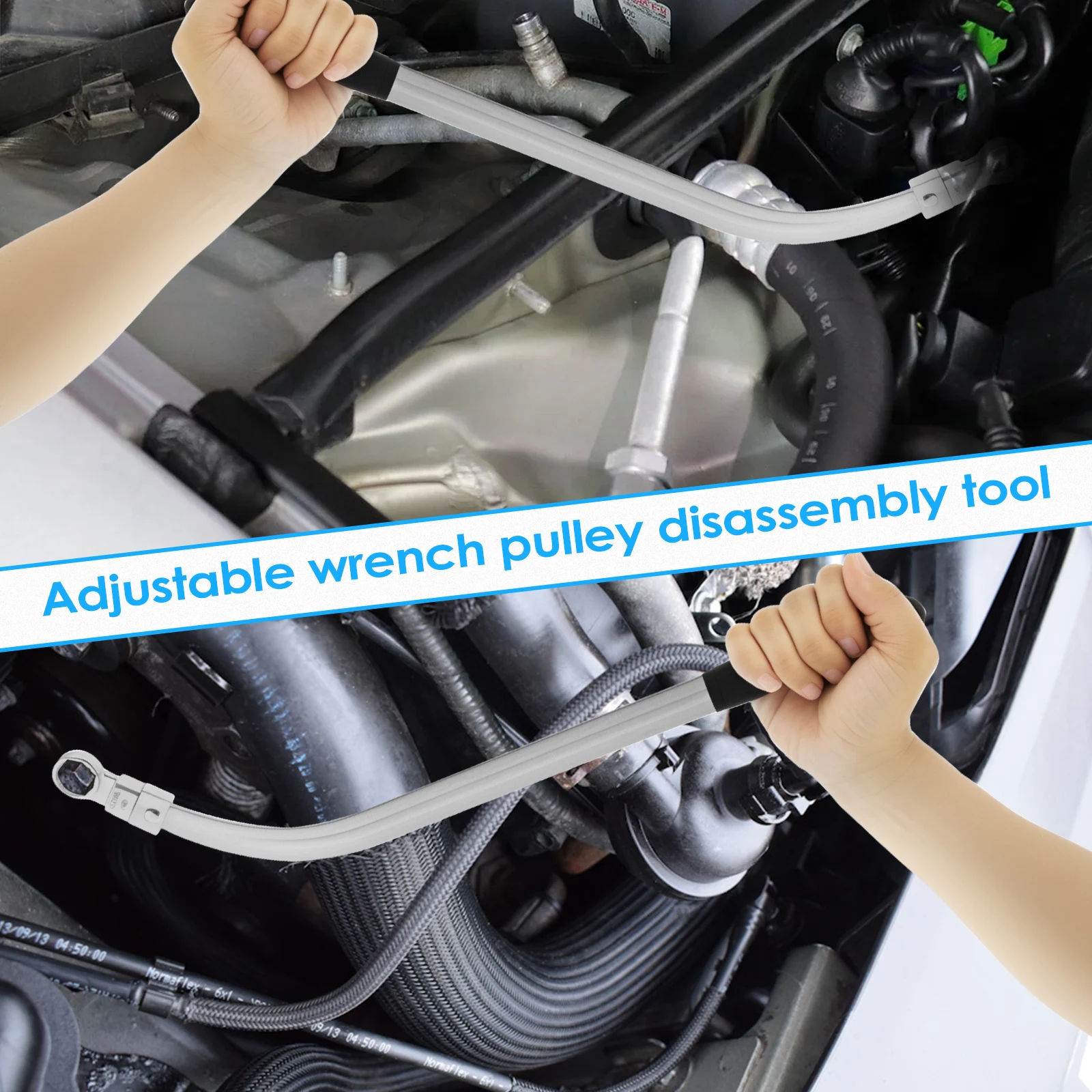 15Pcs Universal Auxiliary Idler Adjustment Wrench with Hex and Dodecagonal Adapters Kit (0.47"-0.74") Serpentine Belt Tension