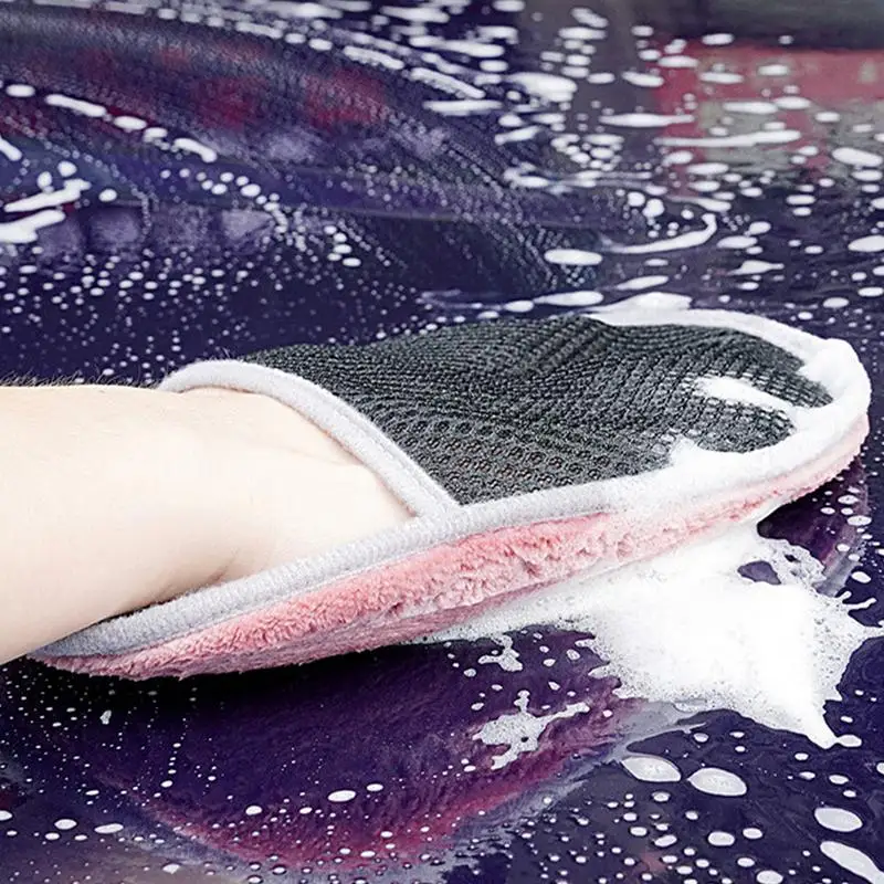 

Car Wash Mitt Paint Cleaner Microfiber Chenille Auto Cleaning Mitt Glove Soft Scratch Free Coral Car Wash Accessories For Wiping