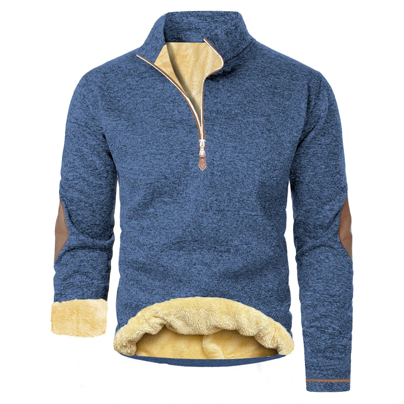 Animal Game Men's Zipper Polo Shirts Casual Sweatshirt Sherpa Lined Thermal Tshirt Heavyweight Long Winter Fleece Pullover Shirt