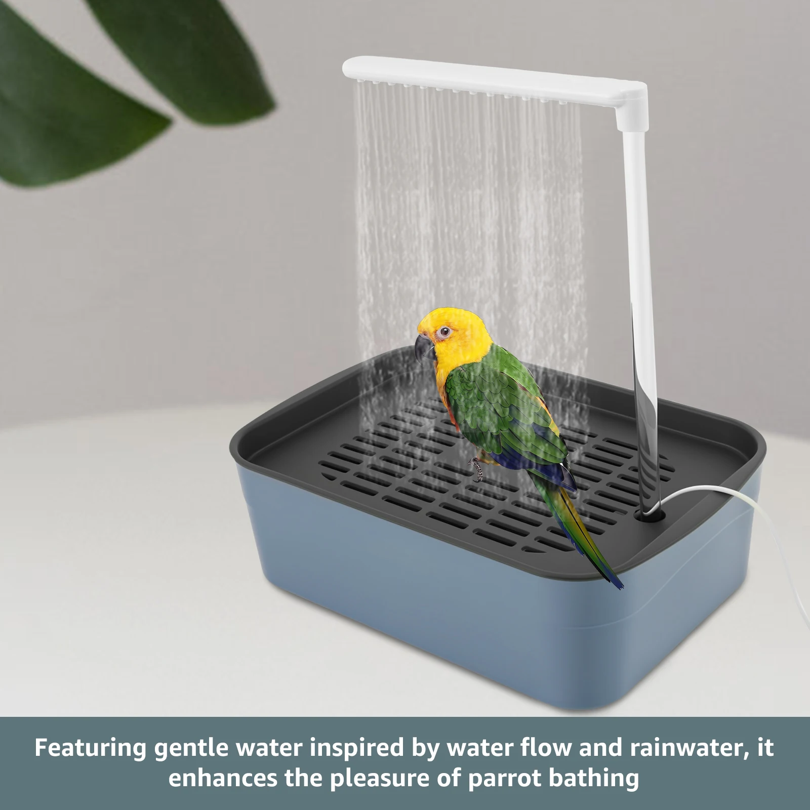 Electric Bird Bath Tub with Automatic Circulating Faucet for Parrots
