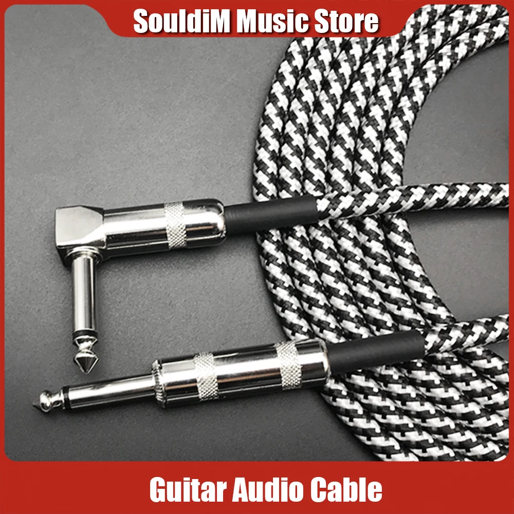 Câble Audio Instrument 6,35 Mm (6 M) - Pour Guitare, Basse, Clavier, Avec Blindage Anti-bruit, Souple, Livré Avec Attache