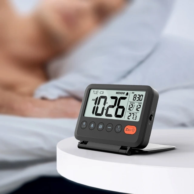 Sveglia Digitale Da Viaggio - LCD, Temperatura, Snooze, Specchio, Batteria - Foto 11