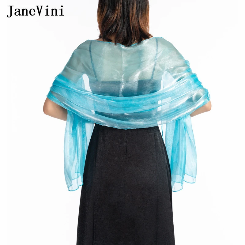 

JaneVini 2023 Blue Cape Wedding Sheer Bolero Mariage Solid Color Women Bride Dress Shawl Bridal Wrap Jacket Shrug Shoulder Cover