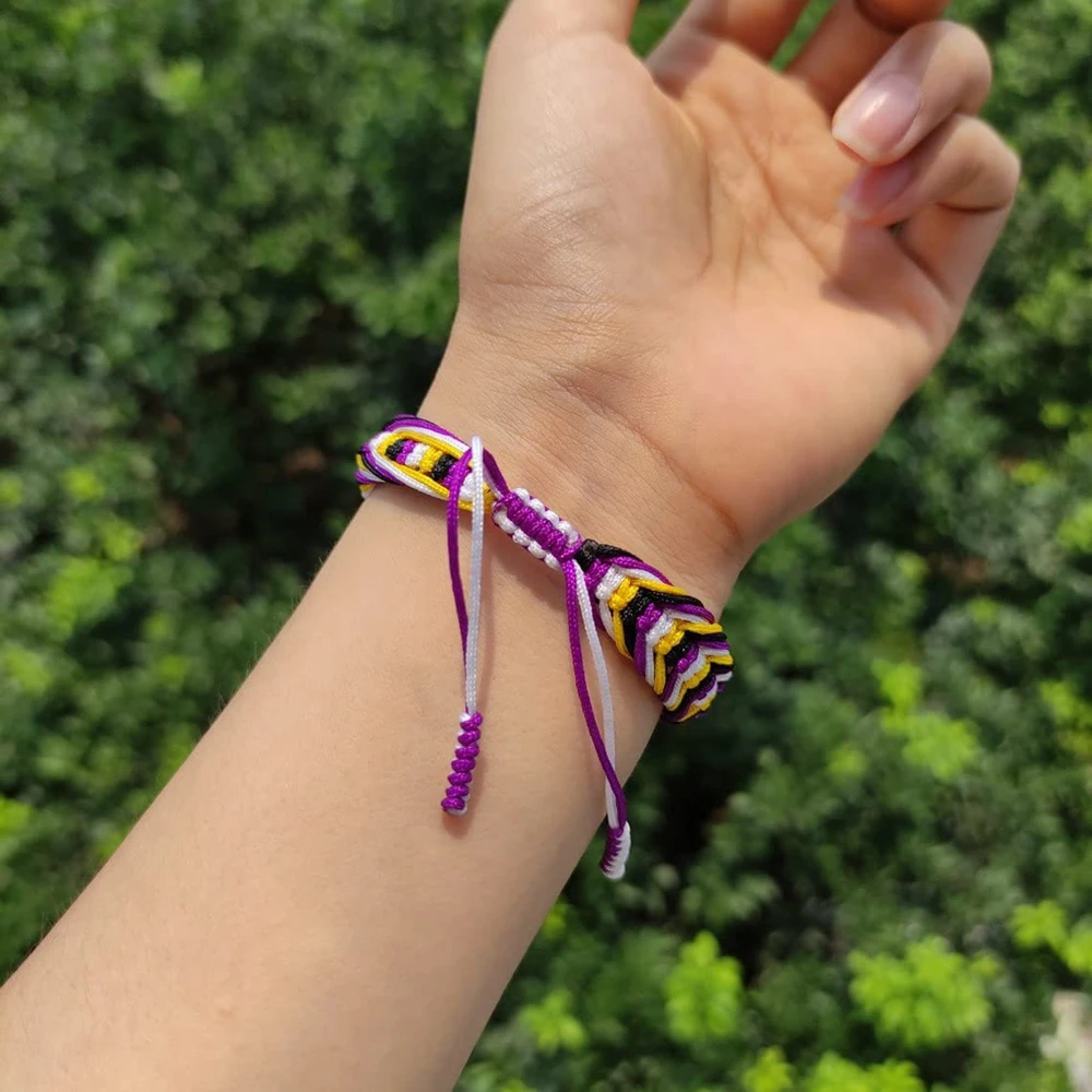 LAMIBEE Bisexual Pansexuality Pride Bracelet – Adjustable Tibetan Rope Wrist Wrap With Agate Bead - View #11