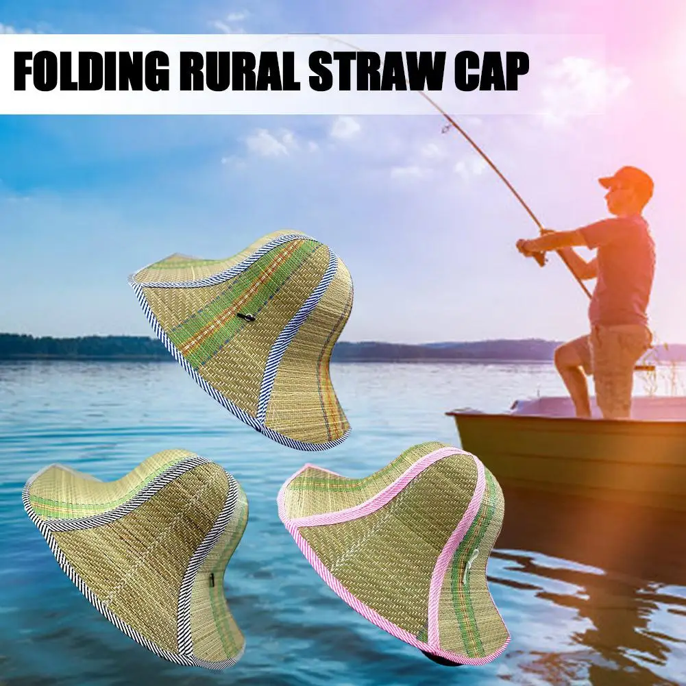 

China Style Summer Folding Rural Straw Cap Fishing Cap Outdoor Anti-UV Hiking Sunshade Breathable Fishing Camping Travel Ha B2K5