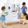 Play Kitchen for Kids, Preschool Kitchen Sets, Cooking Playset w/Realistic Light & Sound, Telephone, Stove, Fridge, Microwave 5