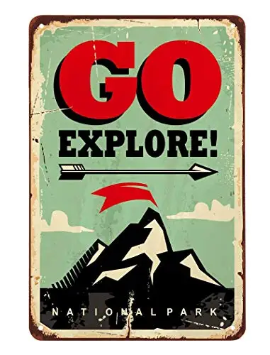 

Go Explore Tin Sign,National Park туристический поход исследовать Приключения жизнь винтажные металлические жестяные знаки для кафе баров пабов магазинов Декорации стен