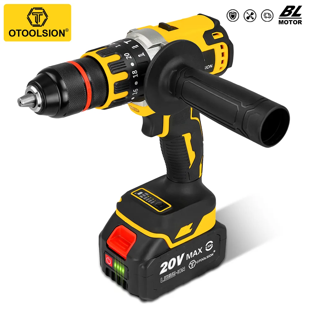 Brushless Electric Drill Cordless Screwdriver 13MM Chuck Impact Drill Wireless with Li-ion Battery Power Tools for Ice Fishing nanwei 21v 13mm electric screwdriver industrial grade brushless 120nm impact drill 1 2 2000ah battery ice drill fishing