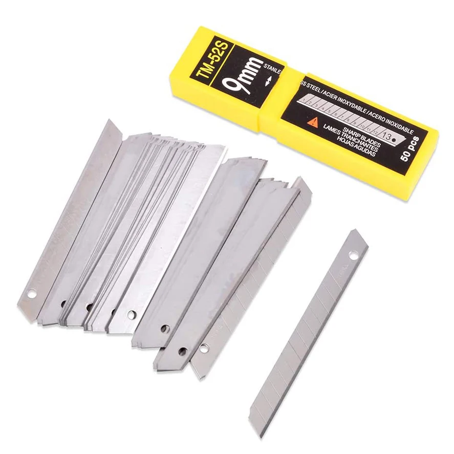 1/2Box Stainless Steel Blade Replacement For Utility Knife 9MM 60 Degree Spare Cut Tool Office Stationery Art Paper Cutter