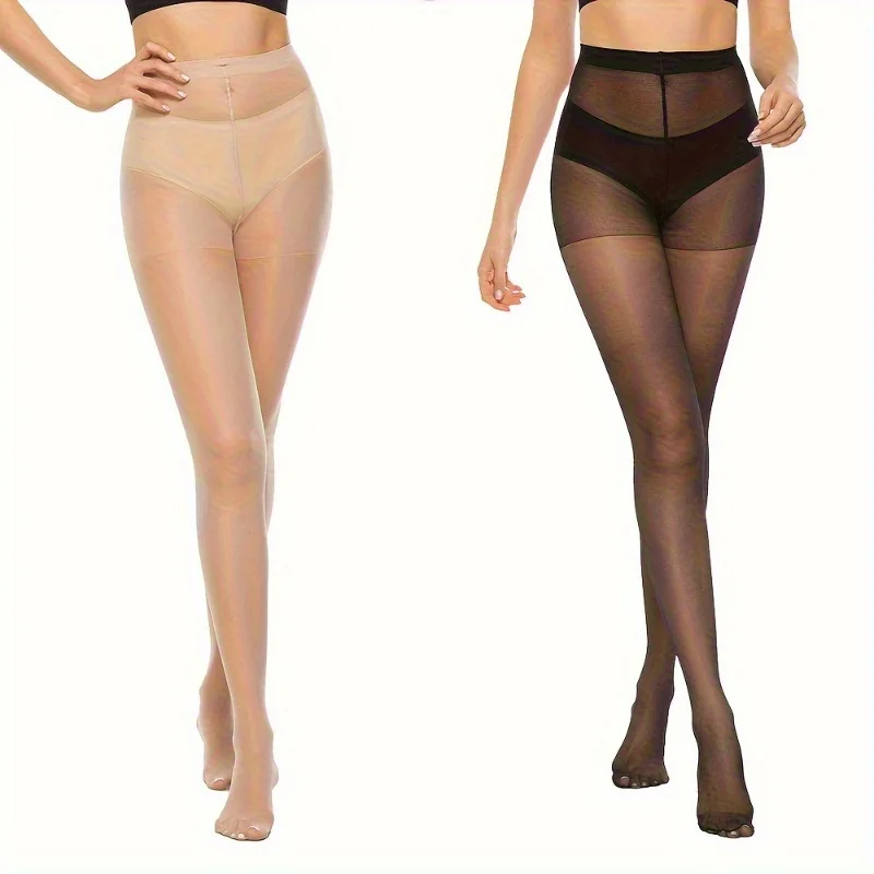 2/5 Paar Damen-Strumpfhosen mit schmaler Passform, Anti-Hook-Seidenstrumpfhose, hohe Elastizität, atmungsaktiv, ultradünne Socken-Leggings – Detail 5