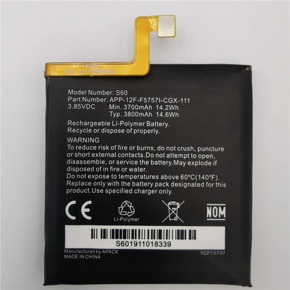 100% Original Replacement Battery 3800mAh For Caterpillar Cat S60 APP-12F-F57571-CGX-111 Batteries Bateria+Gift Tools +Stickers