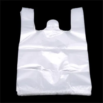 Sac de courses en plastique 100 pièces, sac de courses Transparent, sacs en plastique de supermarché avec poignée, emballage alimentaire 1