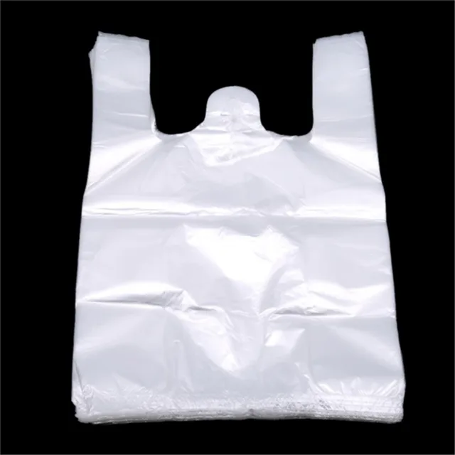 Sac de courses en plastique 100 pièces, sac de courses Transparent, sacs en plastique de supermarché avec poignée, emballage alimentaire 1
