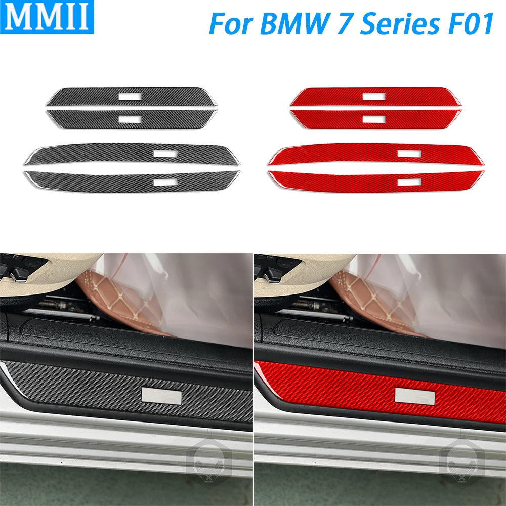 

For BMW 7 Series F01 2009-14 Carbon Fiber Both Side Door Threshold Strip Trim Cover Car Interior Decoration Accessories Sticker