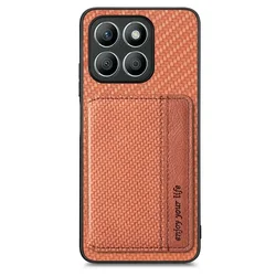 Luxury Leather Magnetic Flip Case for Honor X7C 5G (Brown)
