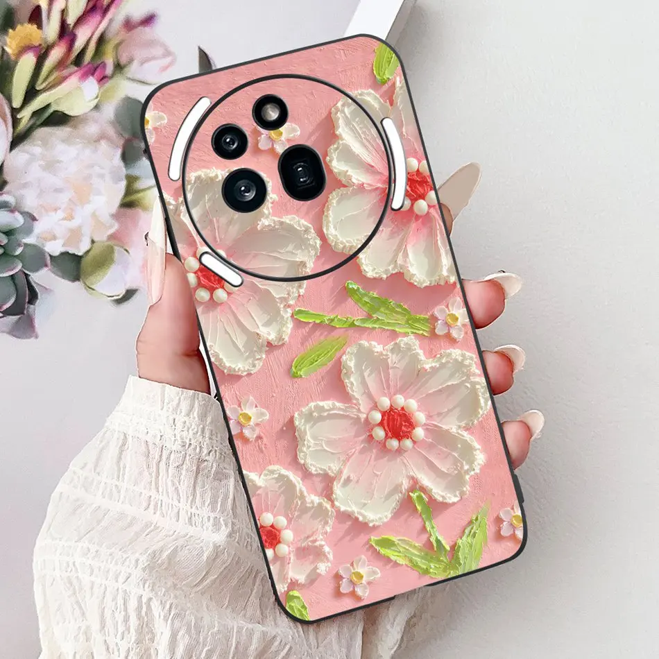 Elegant Butterfly Cat Printed Black Silicone Soft Phone Case