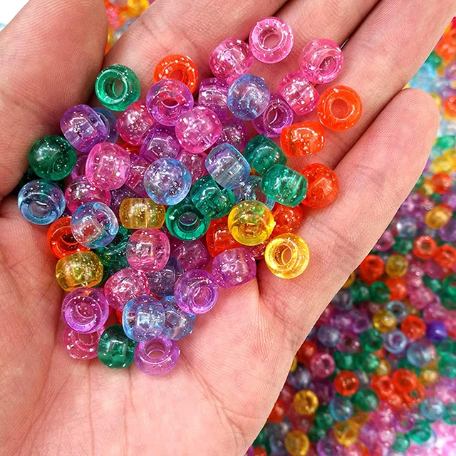 Fun Rainbow Transparent Mix Plastic Pony Beads 6 x 9mm