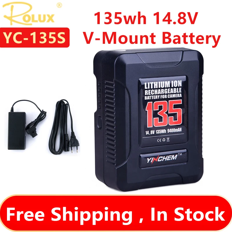 

ROLUX YC-135S V-Mount Camera Battery 135wh 14.8V Camera SONY DSLR Fill Light for Live Broadcast With Large Capacity