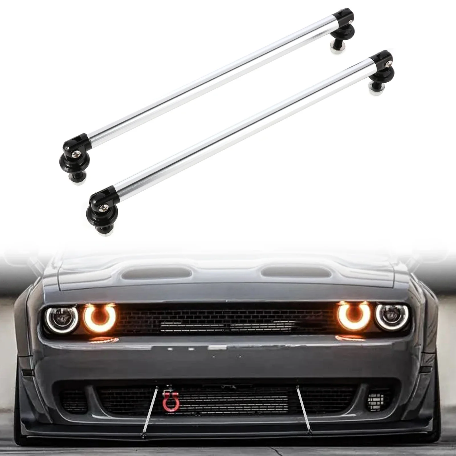 200 мм, 2 шт. Універсальний регульований передній і задній бампер, стрижень для розгалужувача губ, тяга, опорні стрижні, автомобільний гоночний важіль