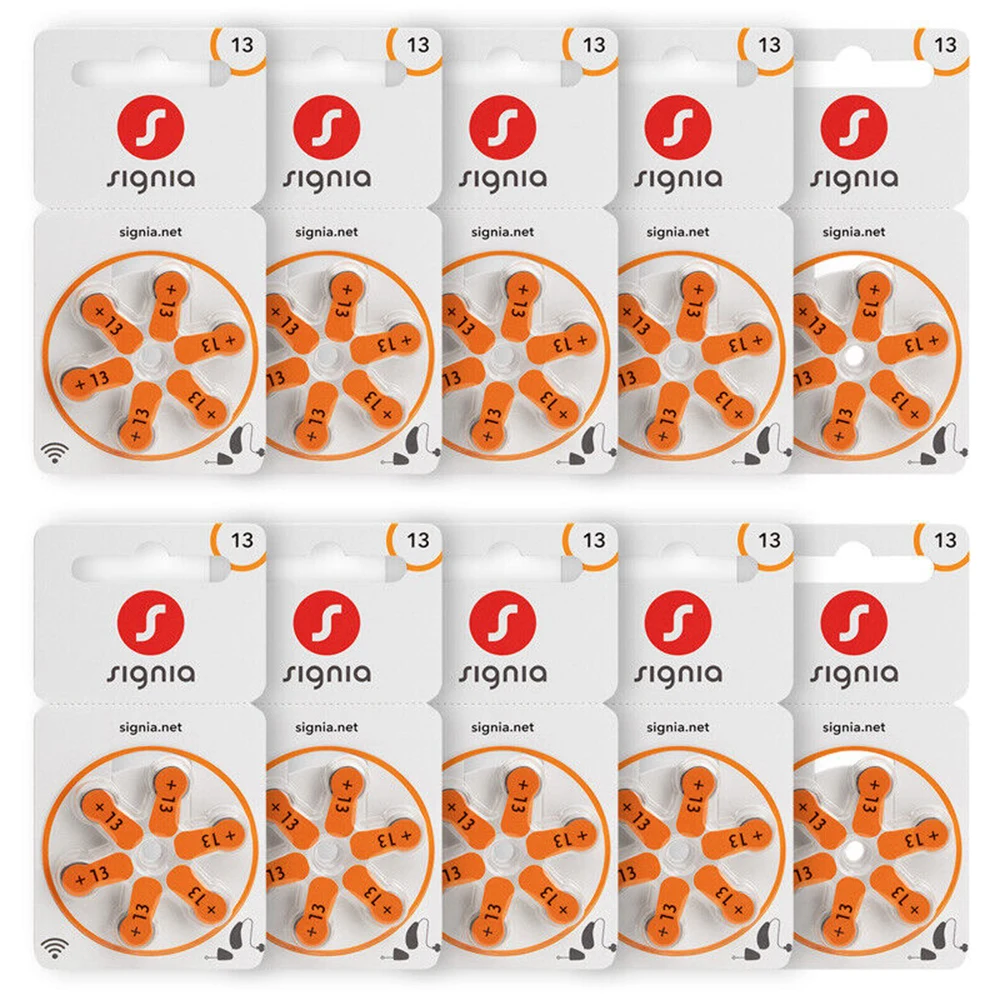 SigniaHearingAidBatteriesSize1360PCS10CardsS13A13ZA13PR48