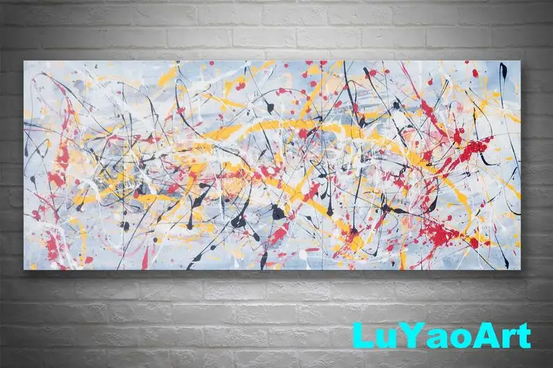 

Металлическая настенная живопись, оригинальная картина, стиль Джексона Поллока, Современный домашний декор, большое настенное искусство