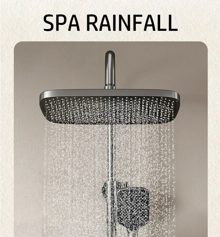 Description Picture 6 of itemHot Cold Bath Shower Rain Mixer Faucet Bathroom LCD Digital Thermostatic Shower System Bathtub Wall Mount Full Set Modern Grifo