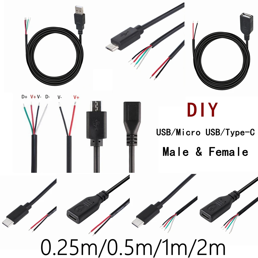 2 STÜCKE USB-C / TYPE-C-Buchse auf Micro-USB 5-polig + USB-C / Type-C