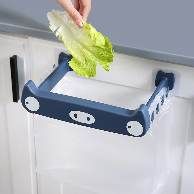 Wall Mounted Garbage Bag Holder Punch-free Foldable Hanging Trash Bag  Storage Rack Basin Stand Towel Rack Kitchen Organizer