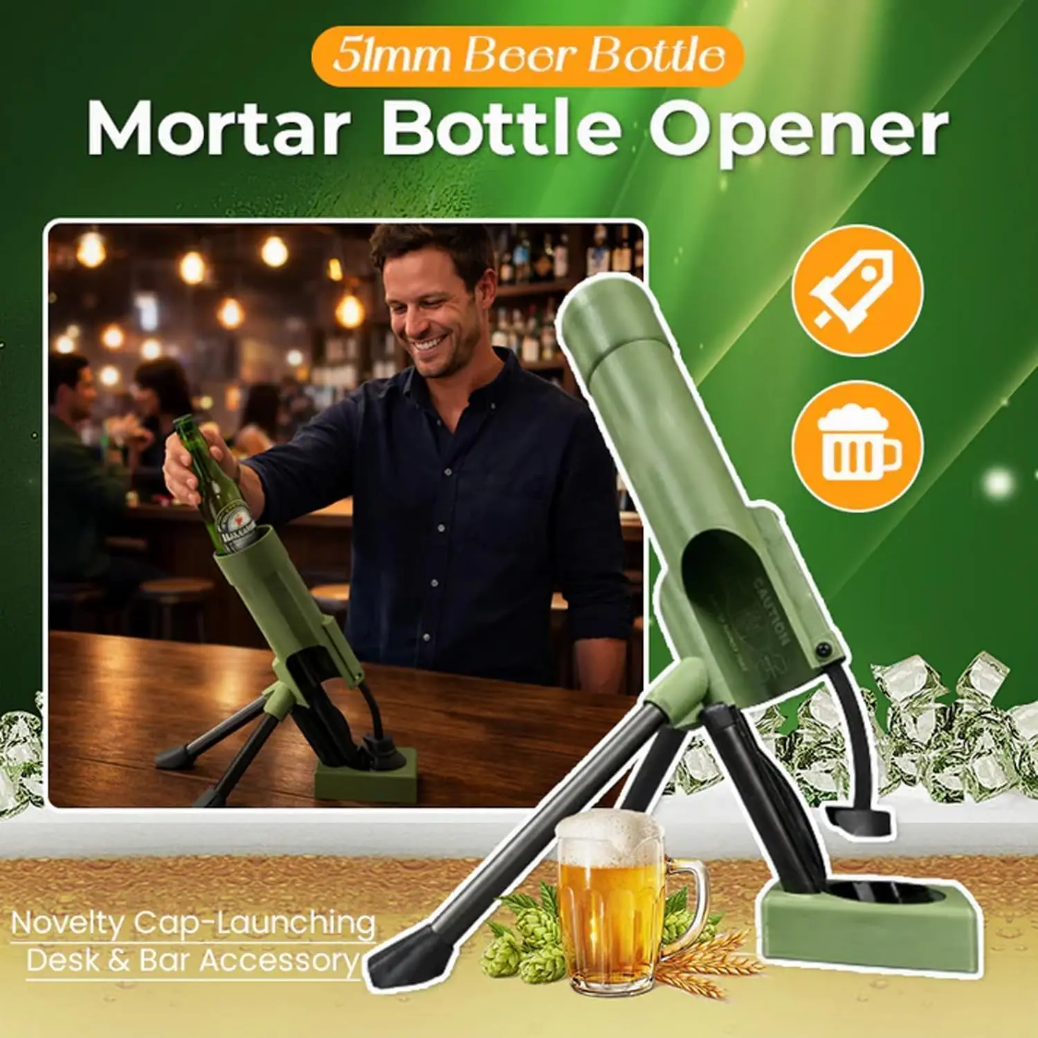 abridor de botellas de cerveza tipo mortar, abridor de botellas de cerveza de 33/51 mm, lanzador de tapas táctico de alta resistencia, abridor de presión manual Abridor de Botellas de Cerveza Tipo Mortar, Abridor de Botellas de Cerveza de 33/51 mm, Lanzador de Tapas Táctico de Alta Resistencia, Abridor de Presión Manual 4