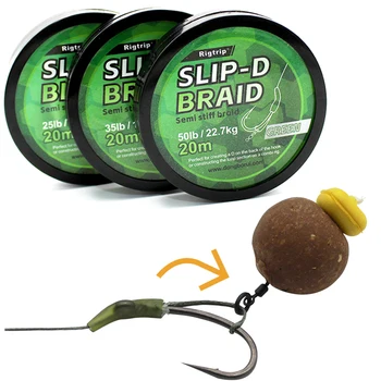 20m Carp Fishing Line Hook Link Slip-D Braid Hooklink Uncoated Braid Line for Hair Rig D Rig 25IB Carp Coarse Fishing Tackle