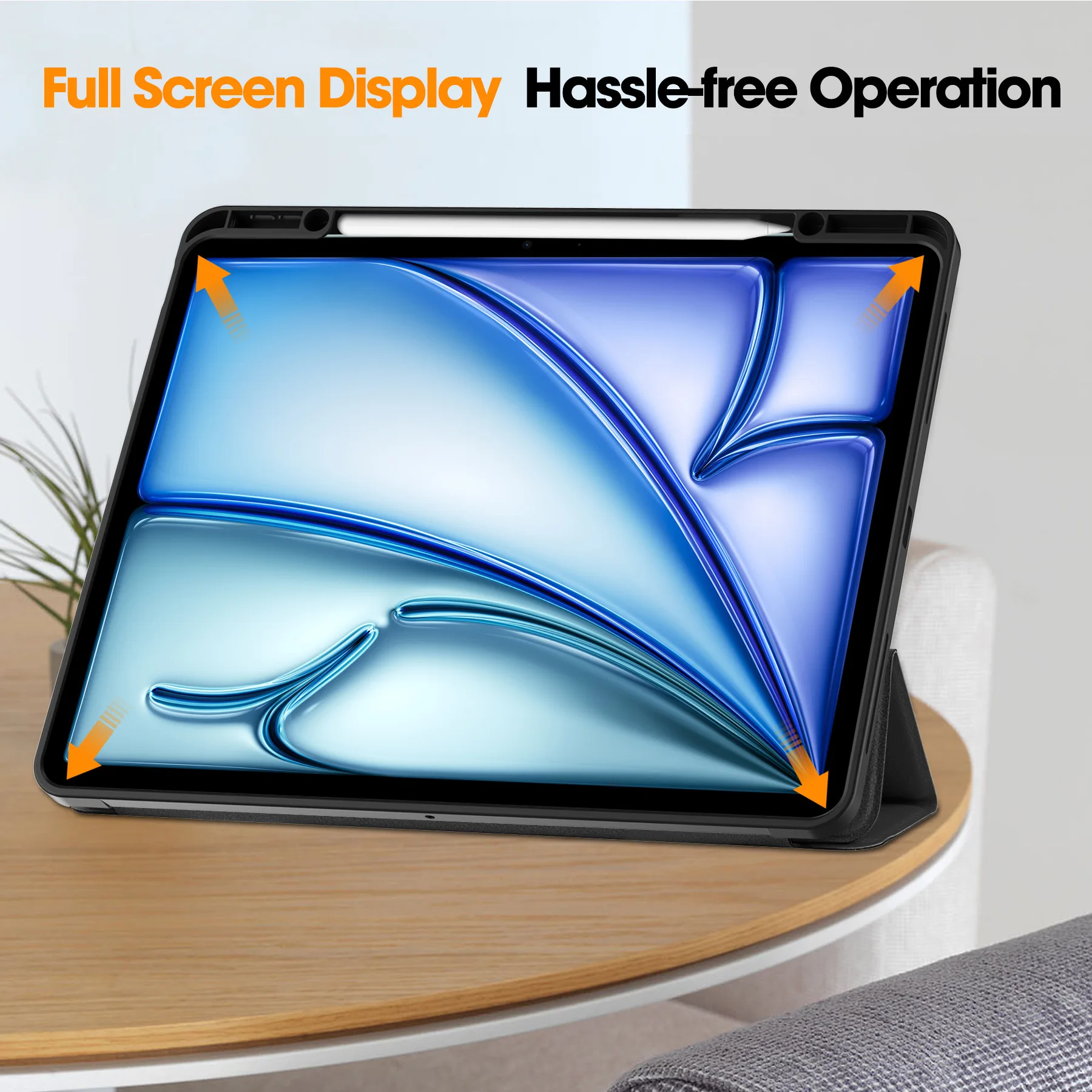 Für iPad Air 13 (M2/M3) Tablet Dreifach Faltbare TPU-Hülle mit Stifthalter Weiche Schutzhülle mit Standfunktion – Detail 6