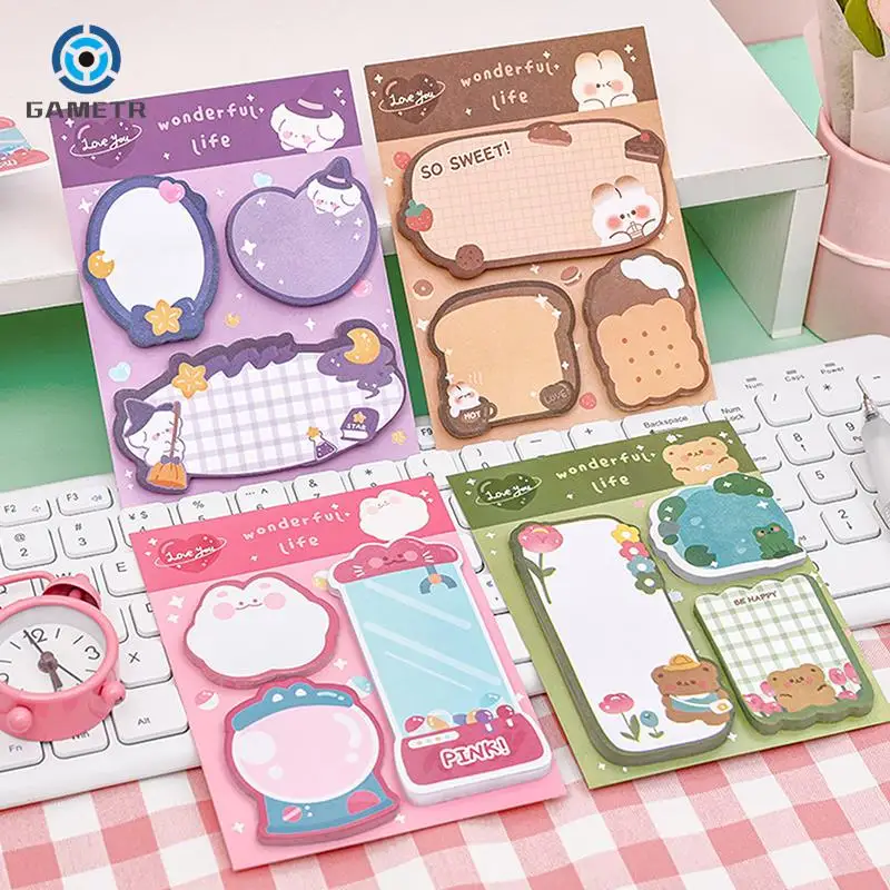 

Kawaii Cartoon Strawberry Rabbit Bear Sticky Notes Memo Pad Cute Message N Times Sticky Office Stationery Supply Journal Planner