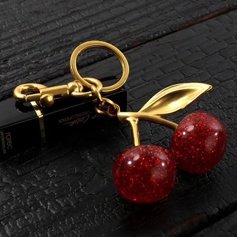 Handbag Pendant Keychain Women's Crystal Cherry Car Accessories