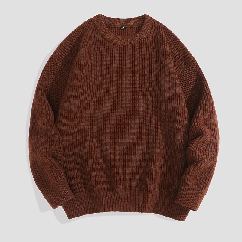 Autumn Oversized Sweaters Men Coarse Wool Solid Vintage Sweaters Japanese Style Business Casual Pullovers Homme Men Clothing pull en tricot col rond pour homme et femme men clothing 2020 fashion mens sweaters knit sweater men clothing