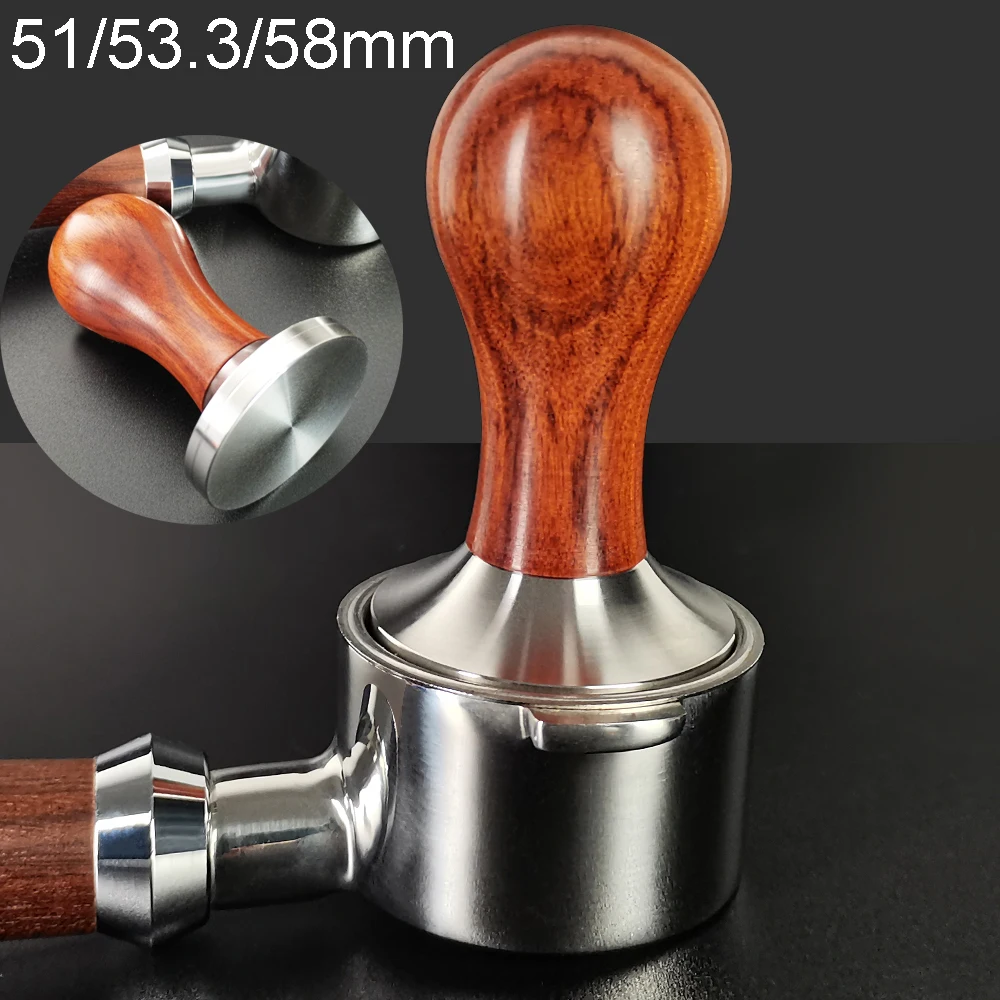 Tampers Coffee Espresso Tamper Stainless Steel Base Solid Wood Handle 51/53.3/58 mm for 51/54/58mm Portafilter espresso tamper espresso tools coffee tools coffee powder press