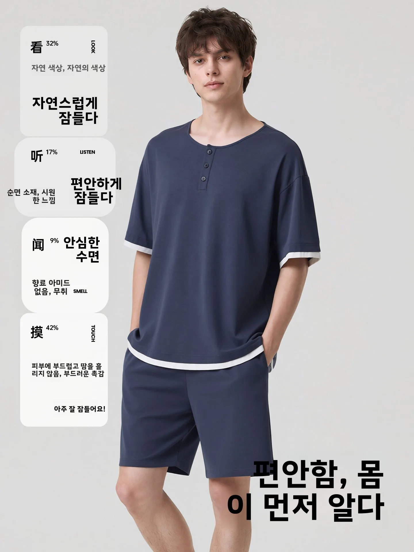 남성 여름 잠옷 100% 순면 경량 반팔 반바지 홈웨어 세트 캐주얼 스타일 플러스 사이즈 편안하고 통기성 좋은