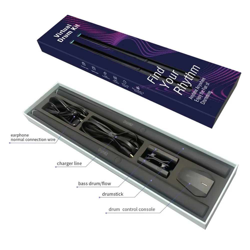 Electronic Air Drumsticks Portable Air Drum Stick Virtual Drum Set Musical Instruments for Beginners Kids Adults