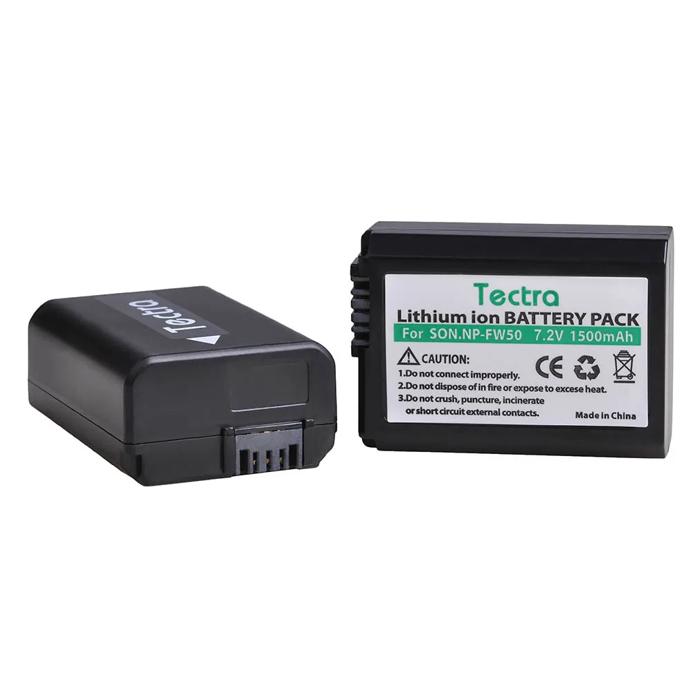 2 x NP-FW50 reserveaccu en dubbele oplader compatibel met Sony Alpha a6500, a6300, a6000, a7s, a7, a7s ii, a5100, a5000, a3000, a7r, a7 ii, NEX 3/5/7 Series