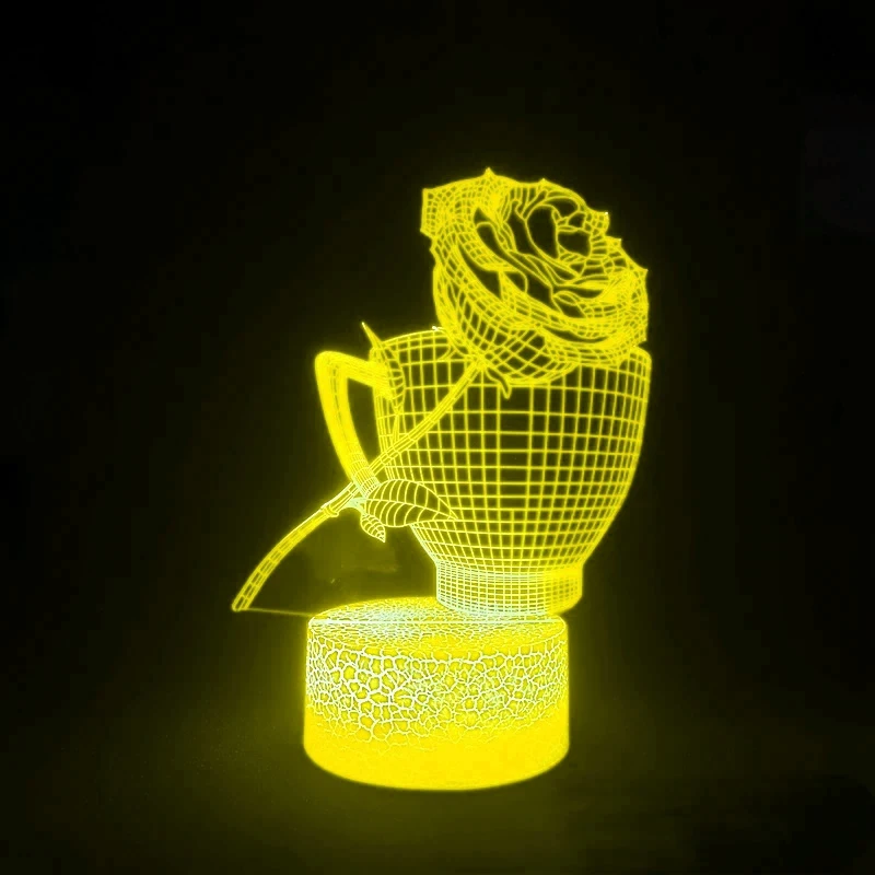 3D 장미 컵 램프 LED 야간 조명, 침실 침대 옆 테이블 책상 장식, 수면 조명, 어머니 날 선물, 여성 소녀