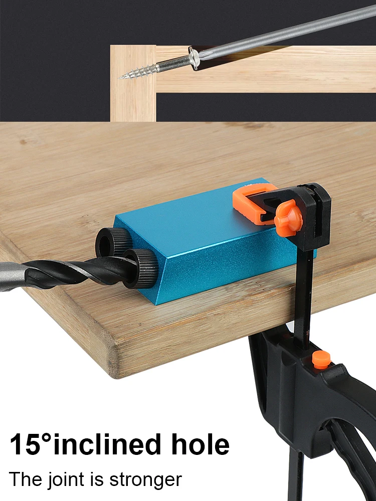 Mit Bohrer-Set, 7/14/15 Stück, 15 Grad, Taschenloch-Jig-Set, Locher, Holzbearbeitung, Lochbohrführung, Locator – Detail 15