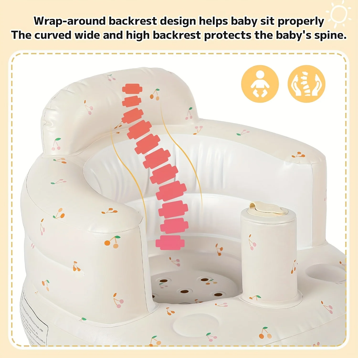 Inflatable Baby Seat, Sit-Stand Infant Floor Seat-Built-in Air Pump, Portable Infant Seat, Suitable for 3-36 Months