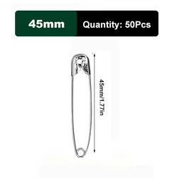 Durable Rust - Resistant Silver Safety Pins for DIY Crafts and Sewing Accessories (50/100 Pack) (Length 45mm 50Pcs)