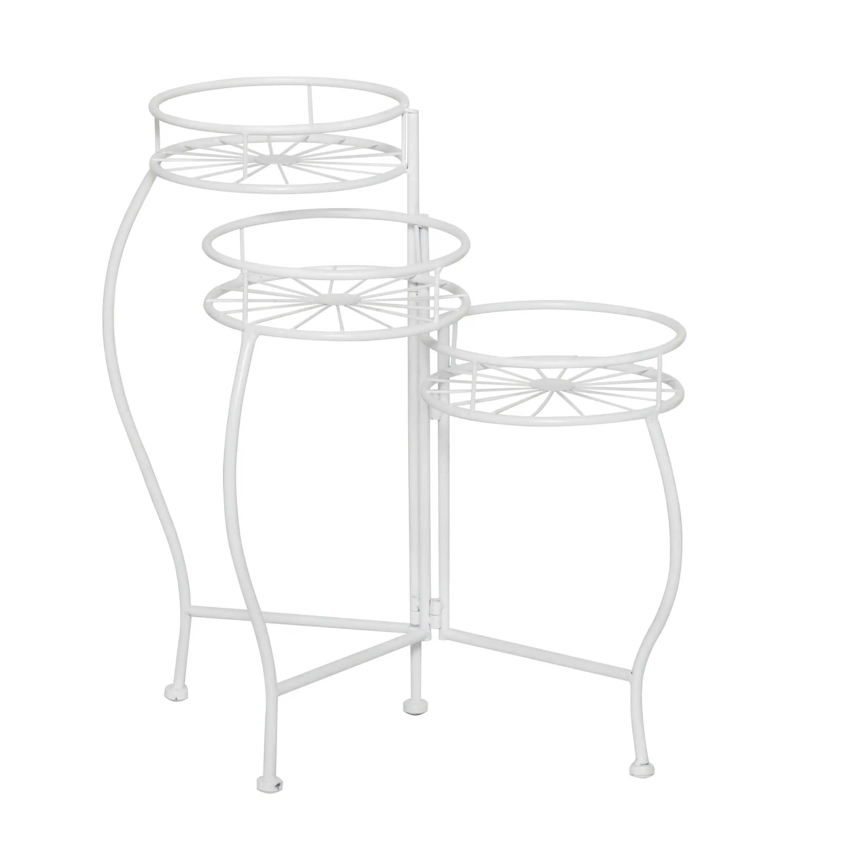 

19" x 18" x 21" 3 Tier White Metal Indoor Outdoor Plant Stand Planter Pot Holder Flower Display Rack Shelf