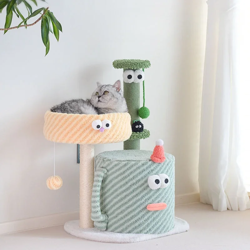 고양이 긁는 포스트 점프 플랫폼 트리 타워 트리 타워 등반 프레임 사이 잘삼 장난감 귀여운 Scratcher 점프 플랫폼