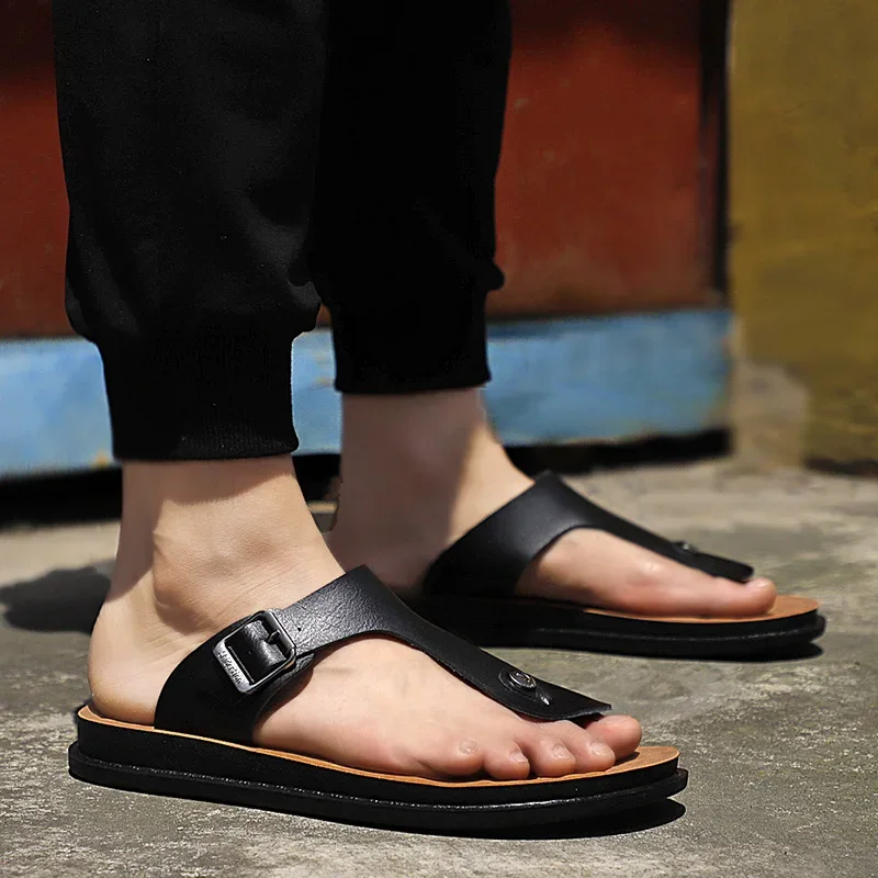 

Мужские Пляжные шлепанцы, брендовые сандалии на платформе, для улицы и помещения, Повседневная летняя обувь