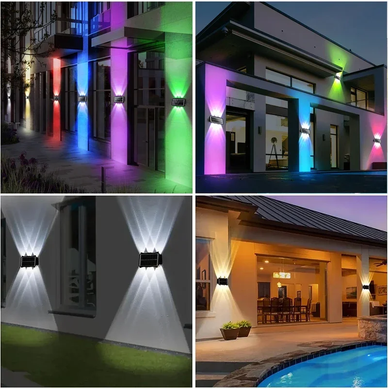 1/2 PCS Solar LED Spotlight Outdoor Waterproof Upper And Lower Lighting Solar Powered Streetlight for Balcony Courtyard Garden