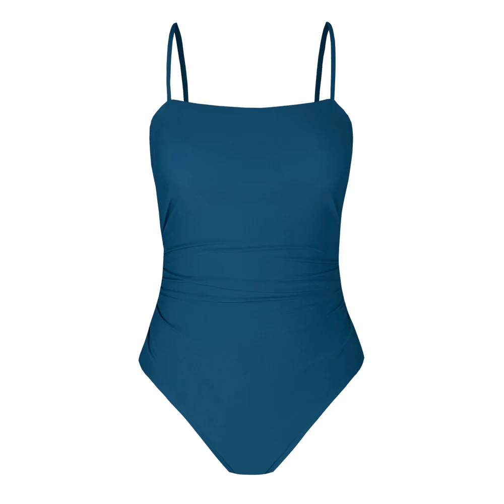 CUPSHE Leaf Print Square Neck Shirred One-Piece Swimsuit For Women Sexy Backless Monokini Swimwear 2023 Bathing Suit Beachwear