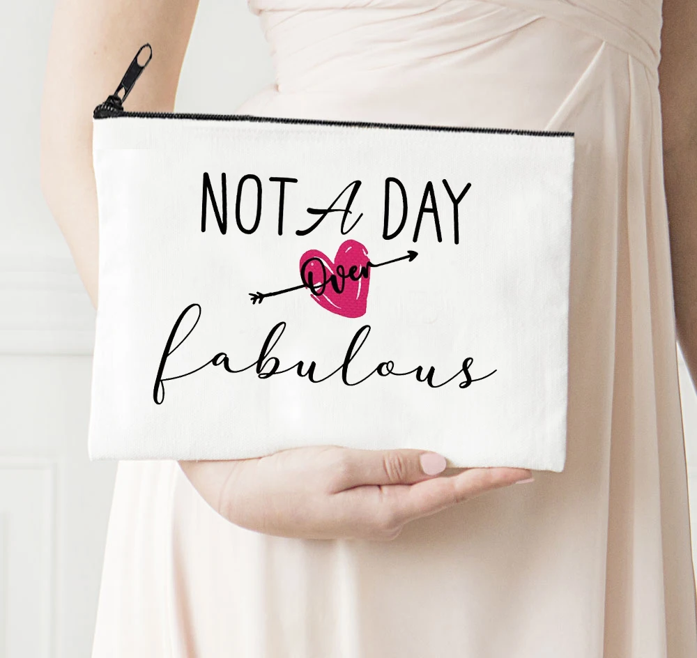 Day Love Makeup Bag Letter Flower Cosmetic Bags Friends New Ladies Clutch Gifts Make Up Bags Toiletries Organizer Pouch small fresh pastoral french literary flower cosmetic bag coin storage bag mobile phone clutch makeup pouch