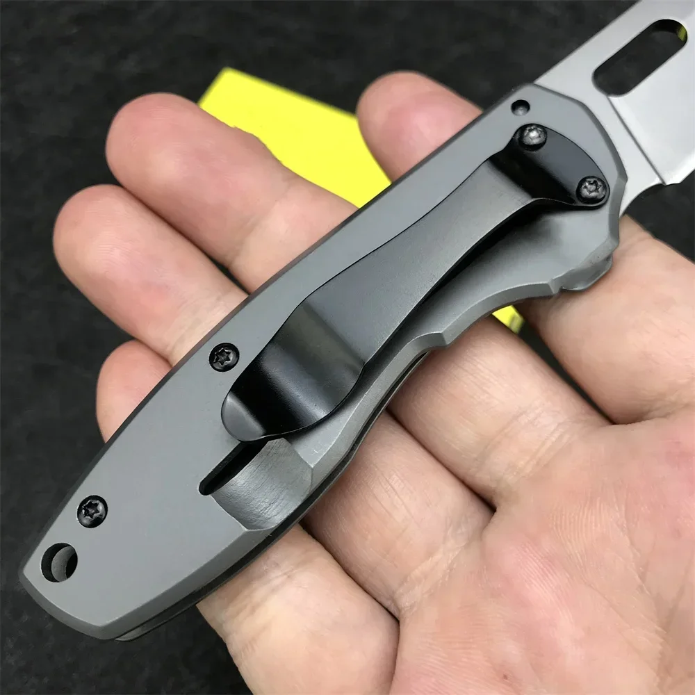 Description Picture 6 of itemBK DA103 Small Pocket Folding Knife 440 Grey Titanium Blade All Steel Handle Self Defense Outdoor Camping Hunting Knives