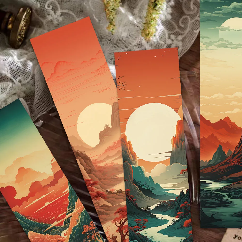 

30PCS Chinese Landscape Bookmark Literary Classical Decoration Reading Page Mark Books Mark Students Creative Gift Cards